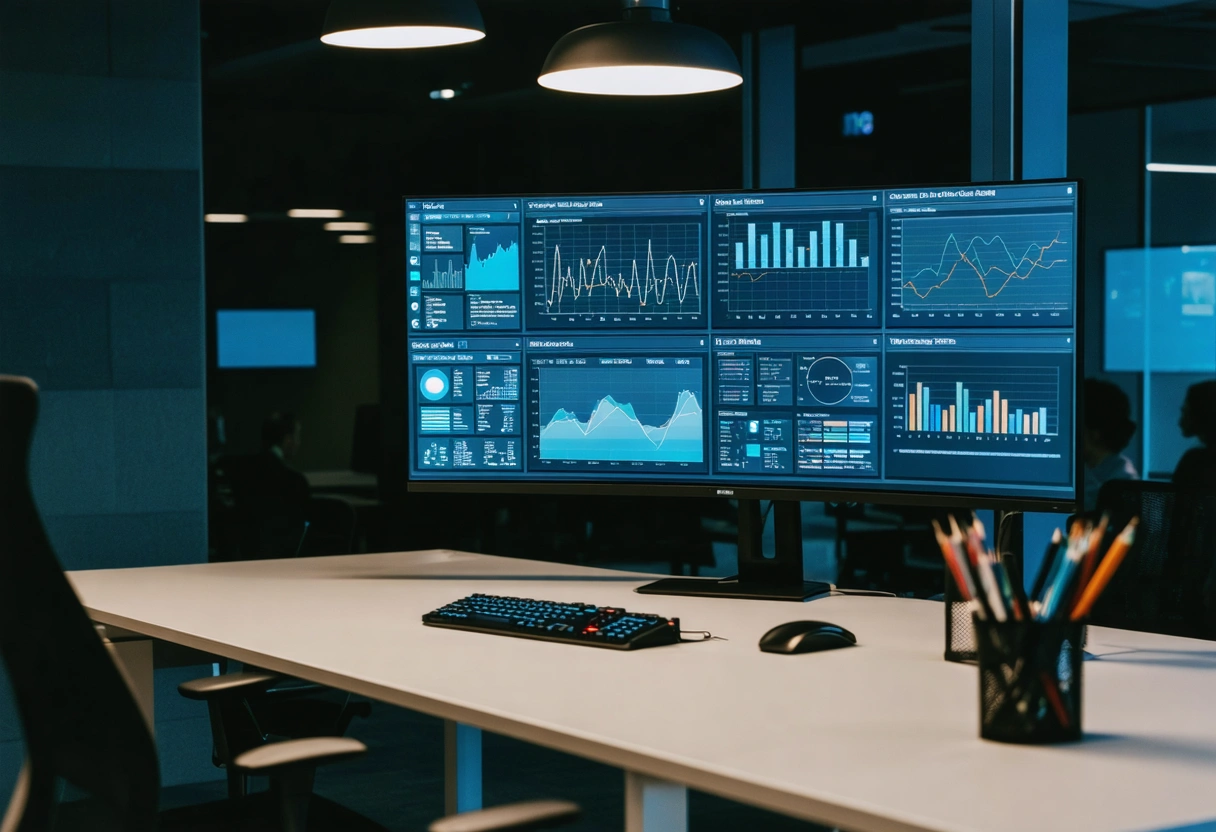 Diverse marketing team collaborating around a table with laptops, discussing SEO and web development strategies