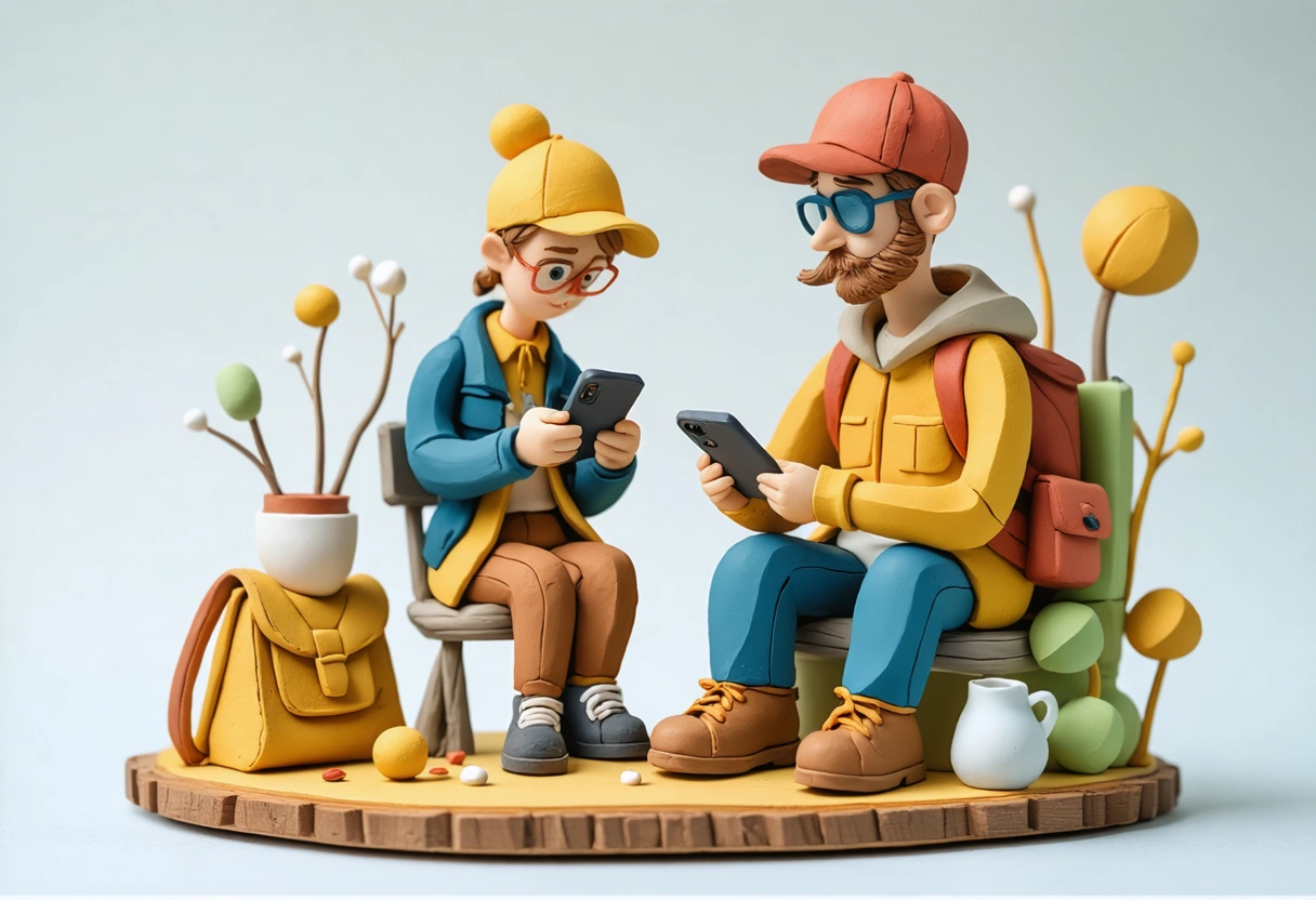 A community manager engaging with followers on a smartphone, responding to comments, in a cozy