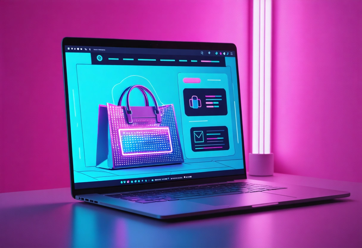 Modern workspace with digital screens displaying data analytics