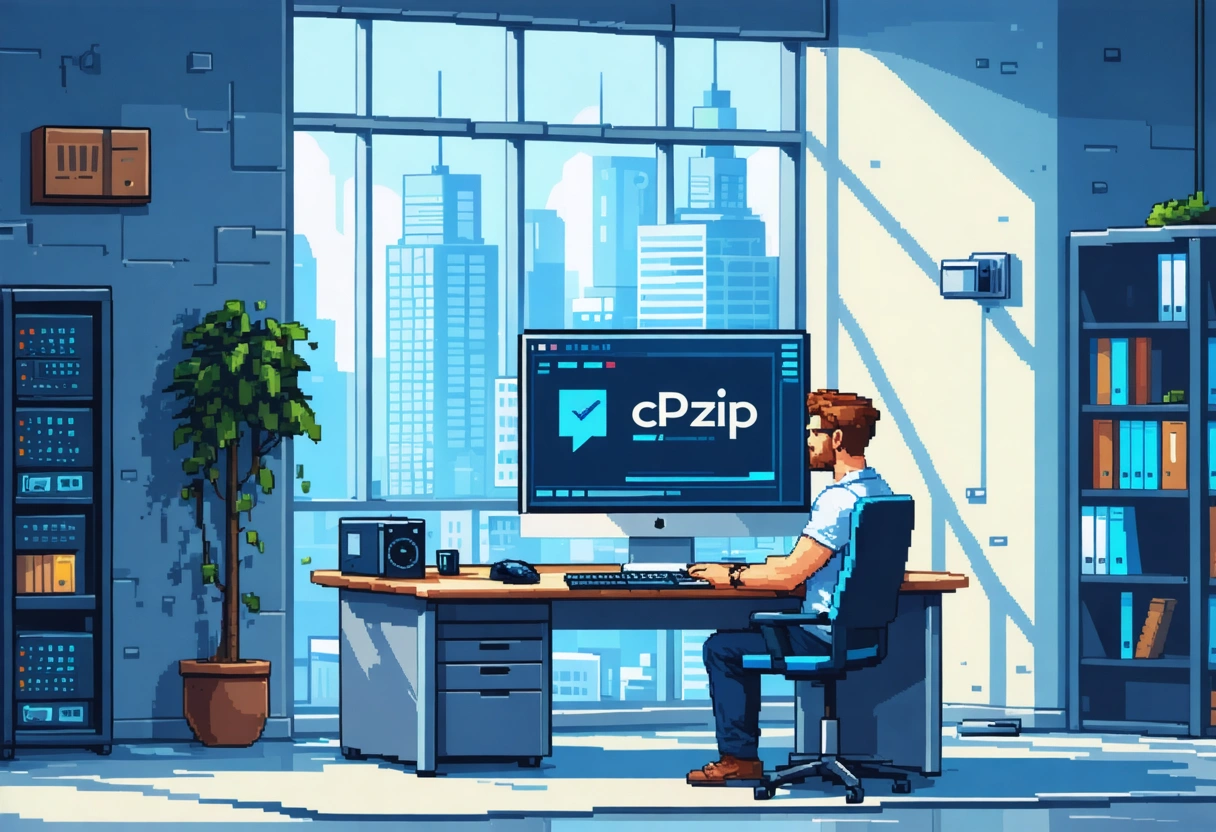 User activating gzip compression on cPanel in a modern office