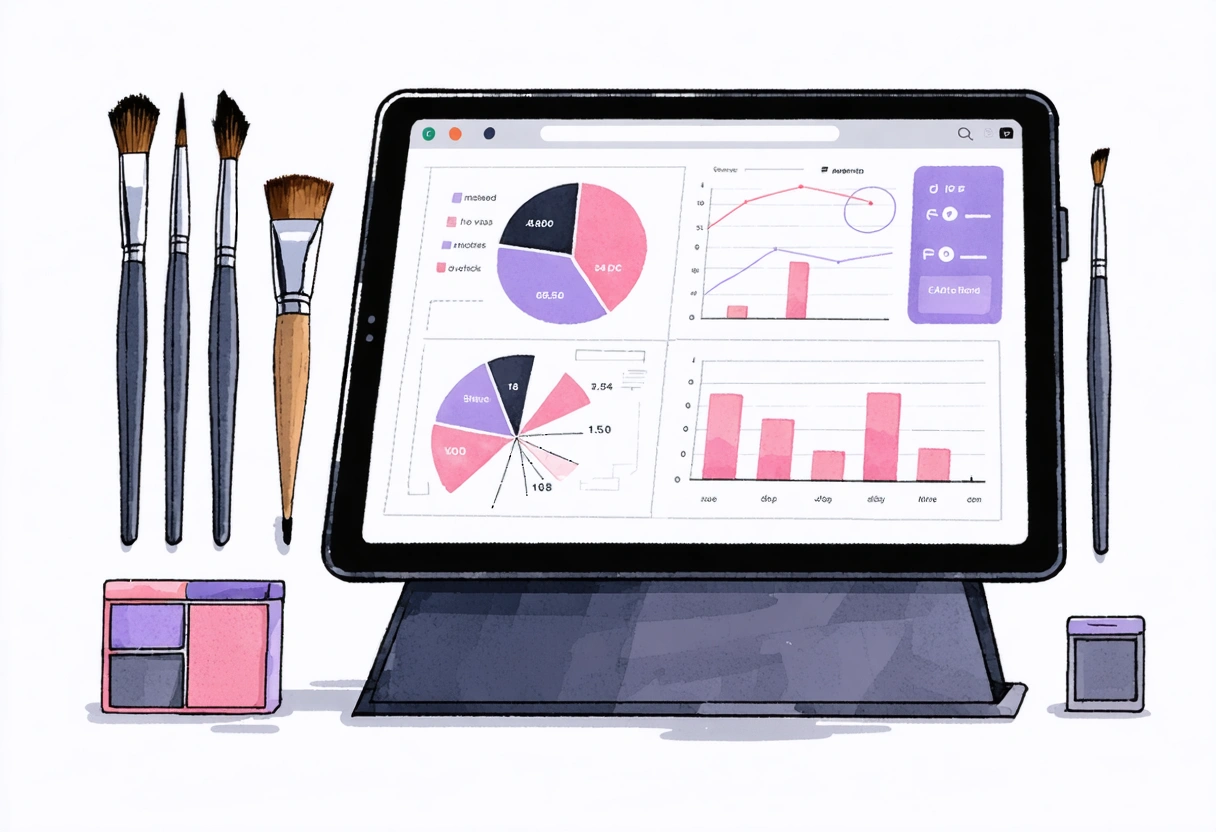 Tablet with analytics dashboard, person reviewing local SEO metrics.