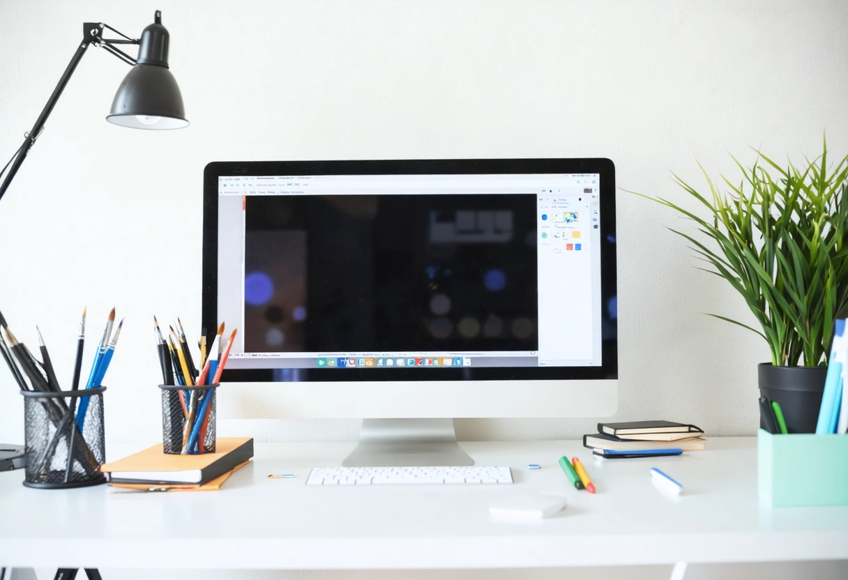 A content strategist planning local SEO content on a large monitor, with location-specific keywords and