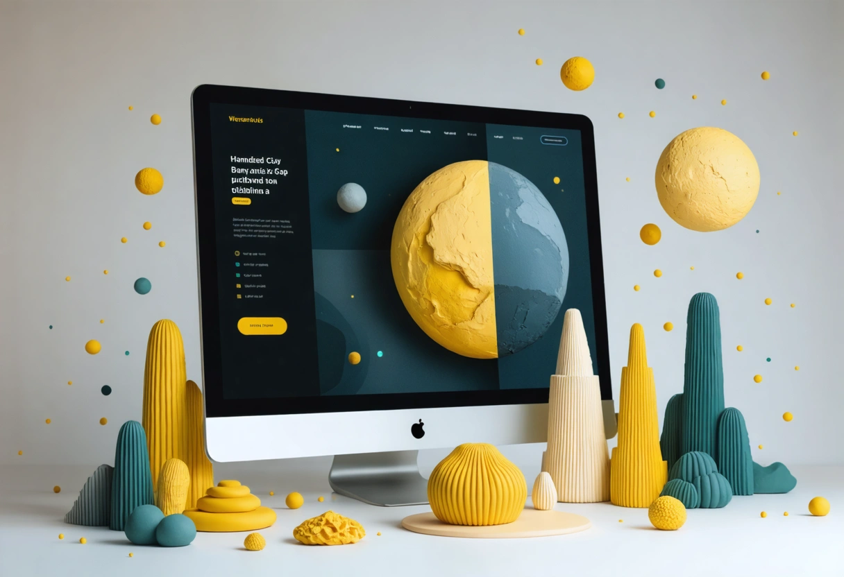 Minimalist website on monitor with sleek visuals and clean navigation
