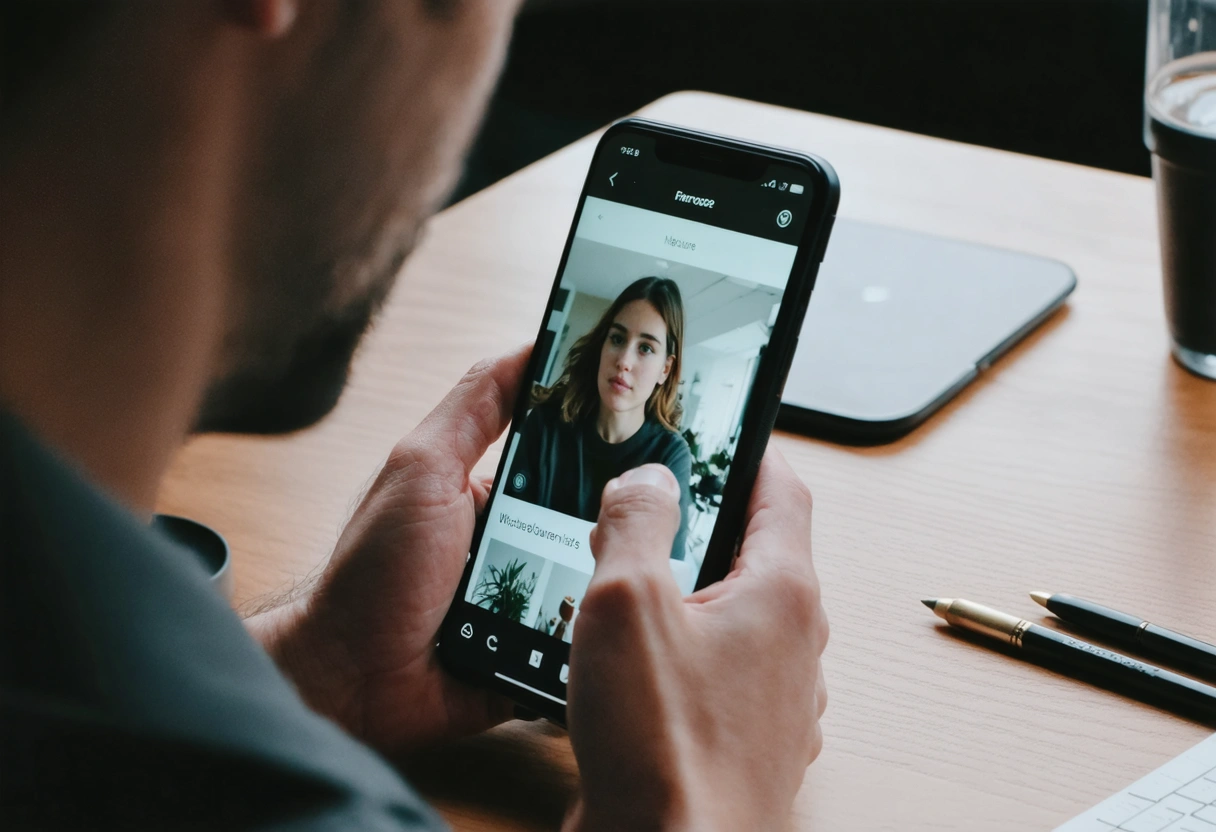 A tech-savvy user interacting with a sleek WordPress site on a smartphone, daylight, modern mood,
