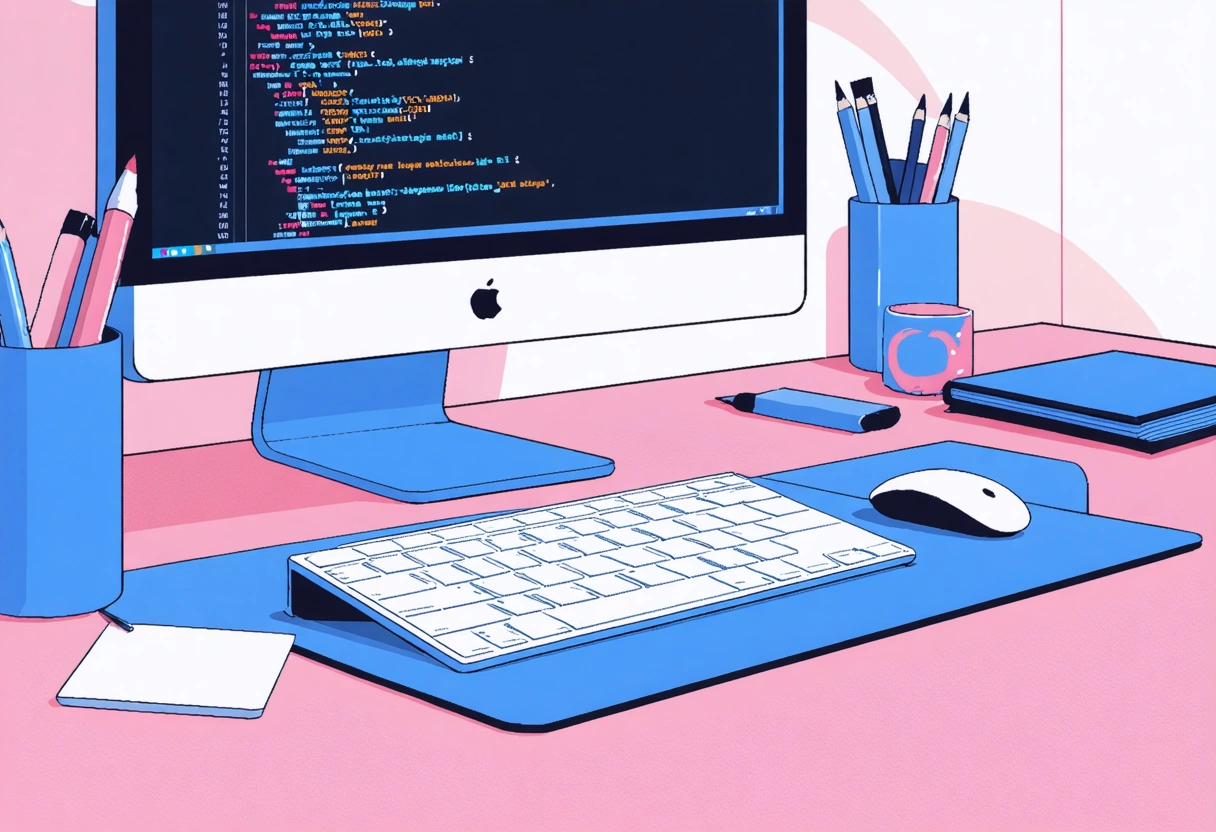 Close-up of a developer's hands typing on a keyboard with a monitor showing a secure