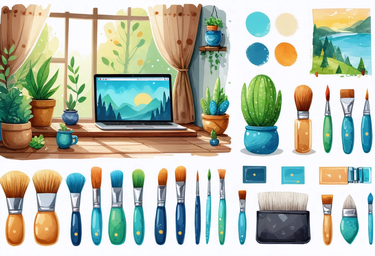 A vibrant online store interface showing WooCommerce customization options with themes and plugins, user interacting