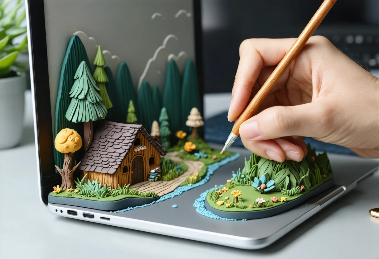 User creating webpage with WordPress page builder on laptop at home.