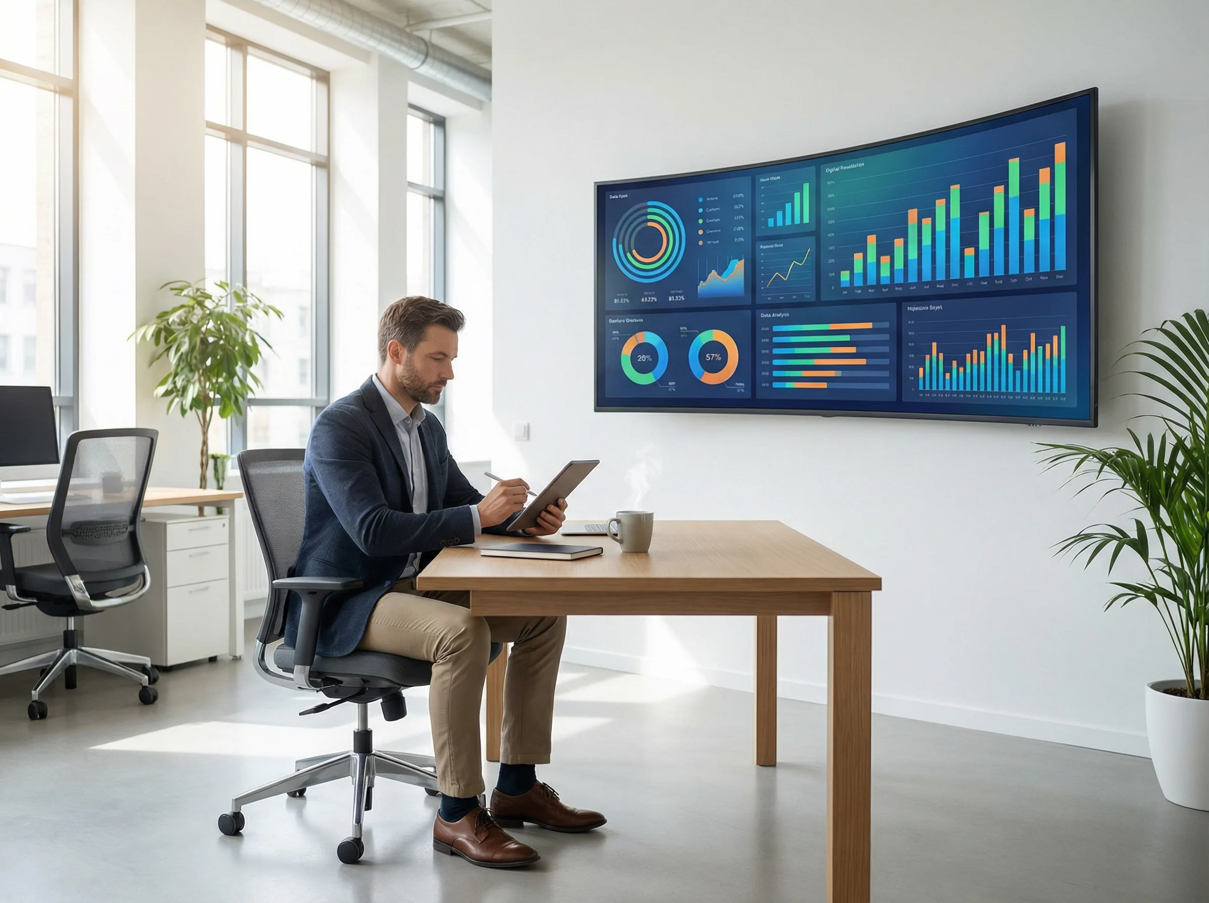 Small business owner analyzing ad performance on a laptop.
