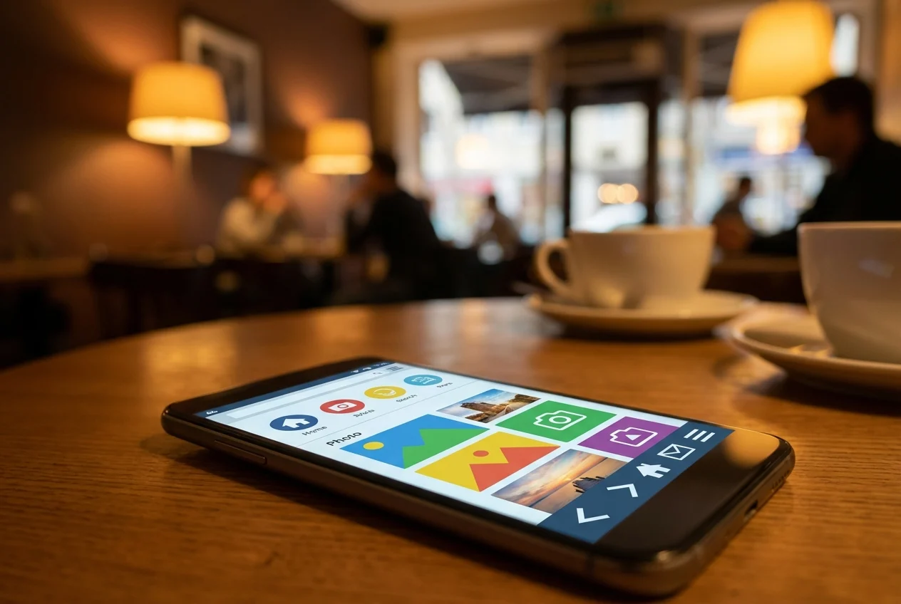 A user-friendly website on a smartphone, with clear navigation and engaging content, in a casual
