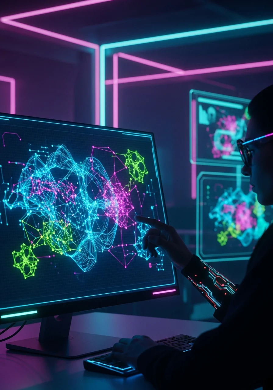 Robots and humans collaborating in an office setting.